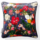 Garden Bouquet | Sustainable Velvet Cushion - Graphite 40 x 40 cm Piped by Izabela Peters