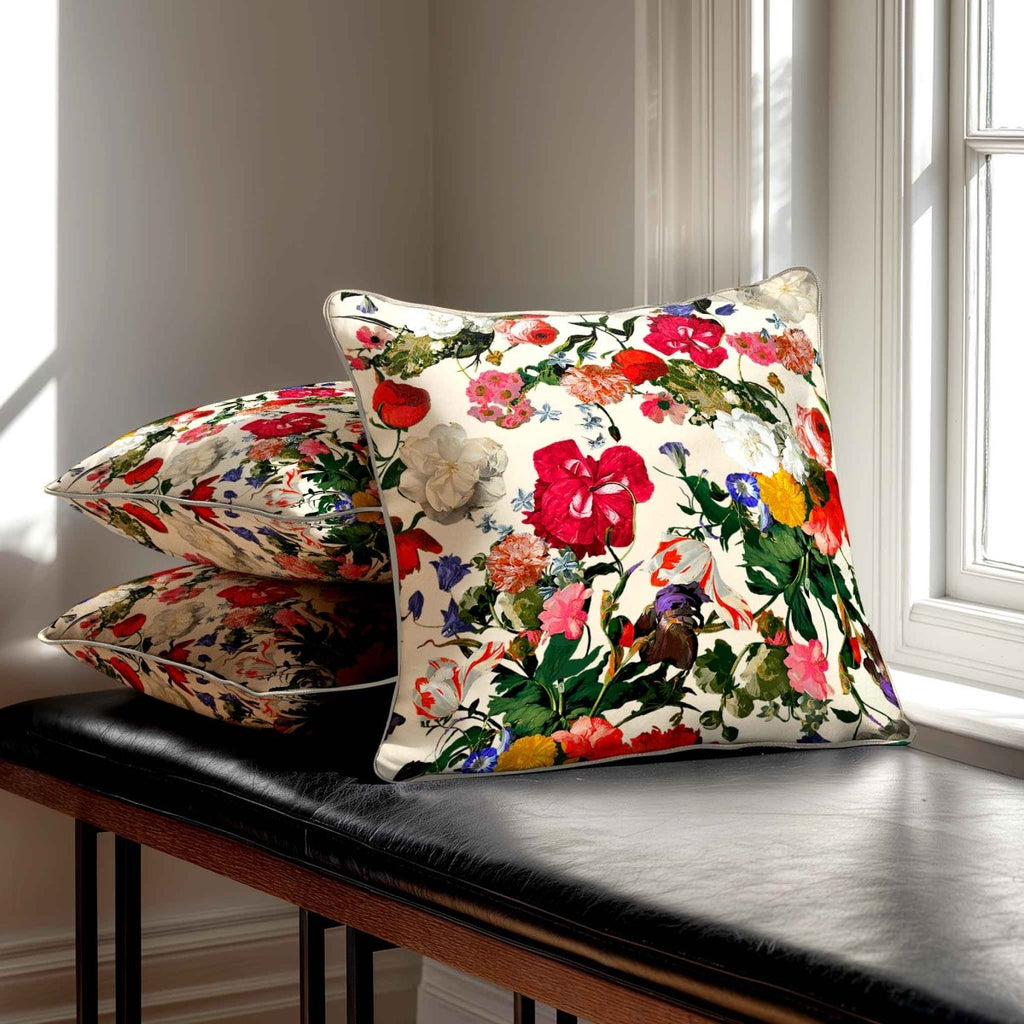 Garden Bouquet | Sustainable Velvet Cushion - Ivory Cream 40 x 40 cm Standard by Izabela Peters