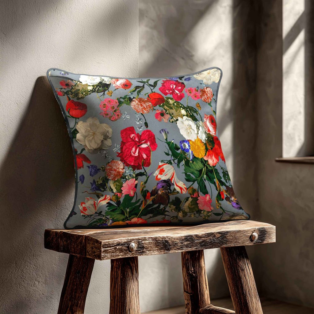 Garden Bouquet | Sustainable Velvet Cushion - French Grey 40 x 40 cm Standard by Izabela Peters