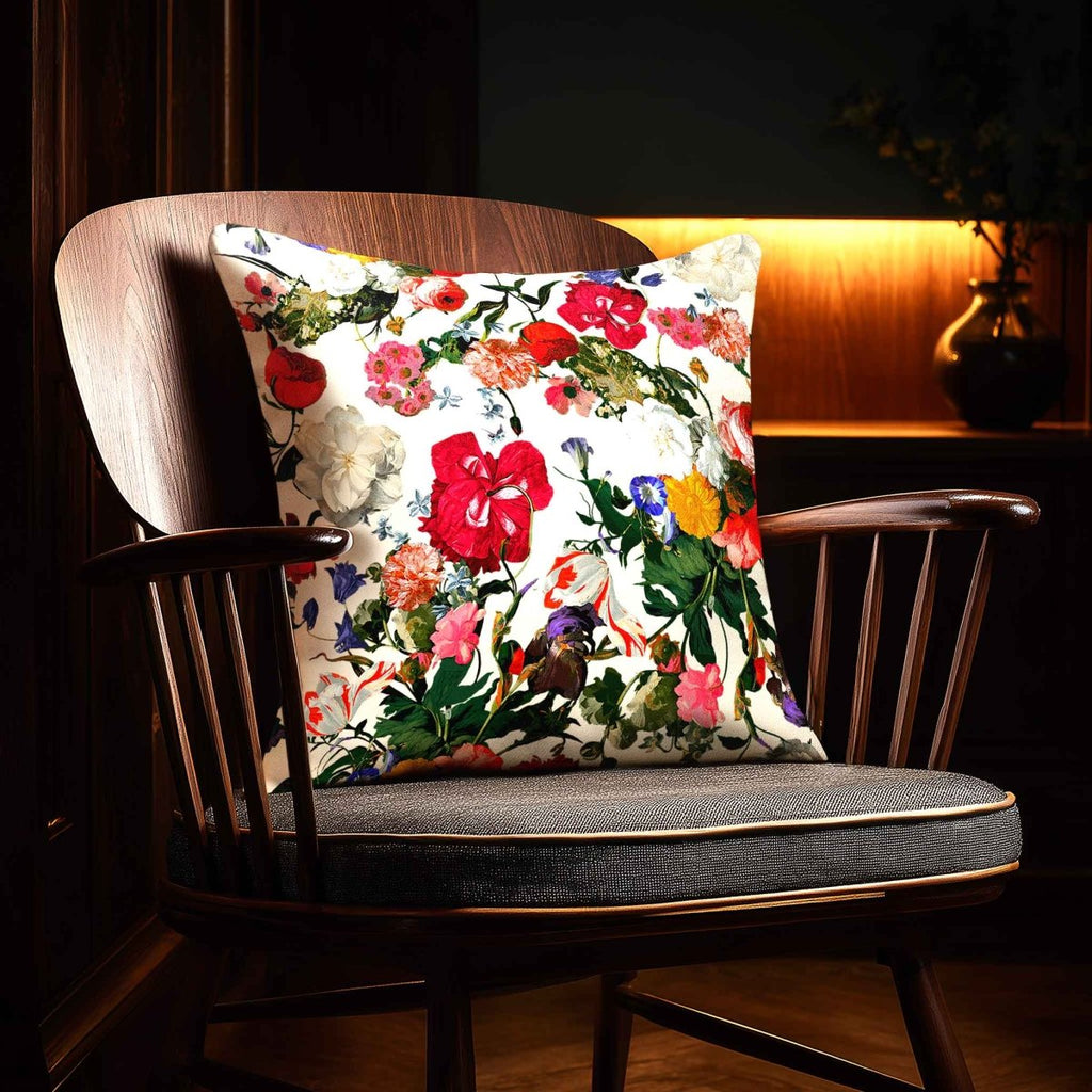 Garden Bouquet | Sustainable Velvet Cushion - Ivory Cream 40 x 40 cm Standard by Izabela Peters