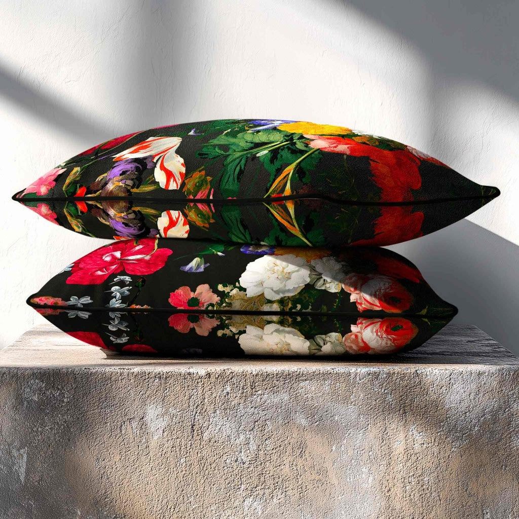 Garden Bouquet | Sustainable Velvet Rectangle Cushion - Charcoal 50 x 30 cm Standard by Izabela Peters