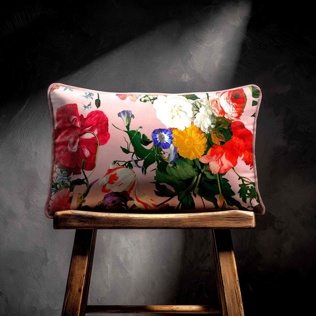 Garden Bouquet | Sustainable Velvet Rectangle Cushion - Rosewater 50 x 30 cm Standard by Izabela Peters
