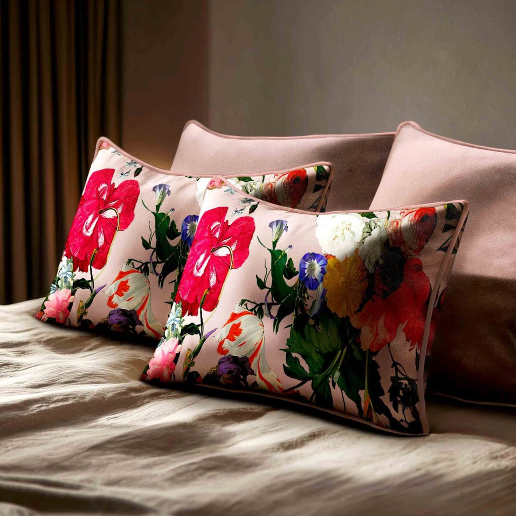 Garden Bouquet | Sustainable Velvet Rectangle Cushion - Rosewater 50 x 30 cm Standard by Izabela Peters