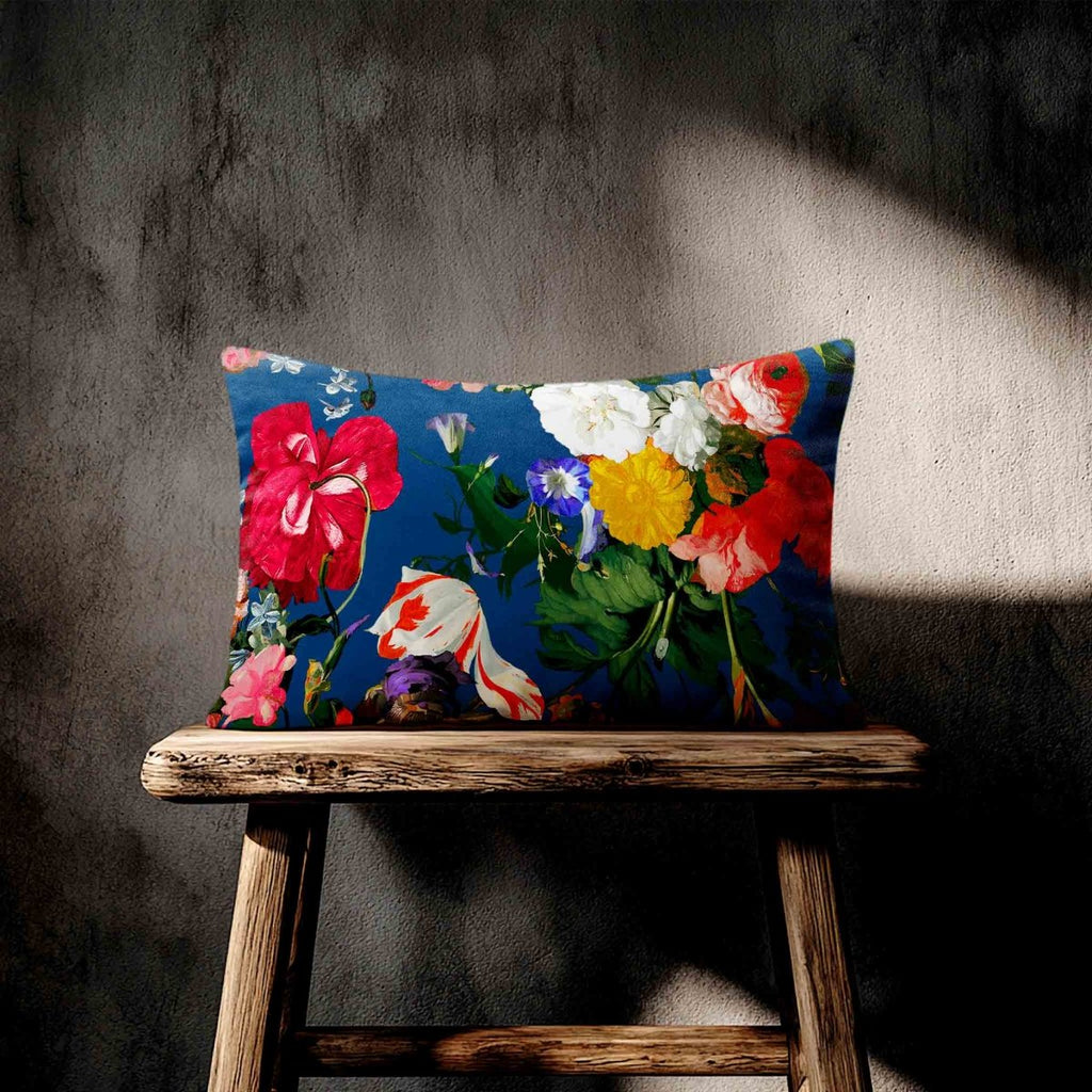 Garden Bouquet | Sustainable Velvet Rectangle Cushion - Estate Blue 50 x 30 cm Standard by Izabela Peters