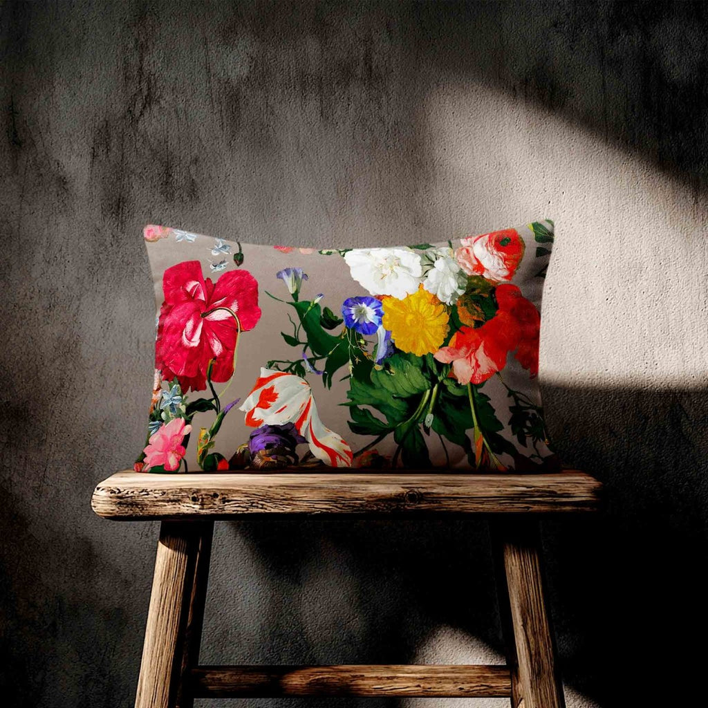 Garden Bouquet | Sustainable Velvet Rectangle Cushion - Dovedale Stone 50 x 30 cm Standard by Izabela Peters
