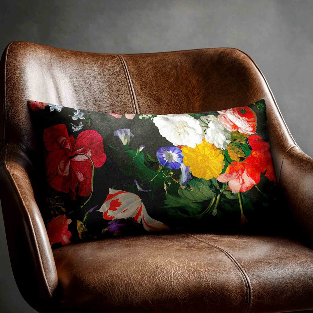 Garden Bouquet | Sustainable Velvet Rectangle Cushion - Charcoal 50 x 30 cm Standard by Izabela Peters