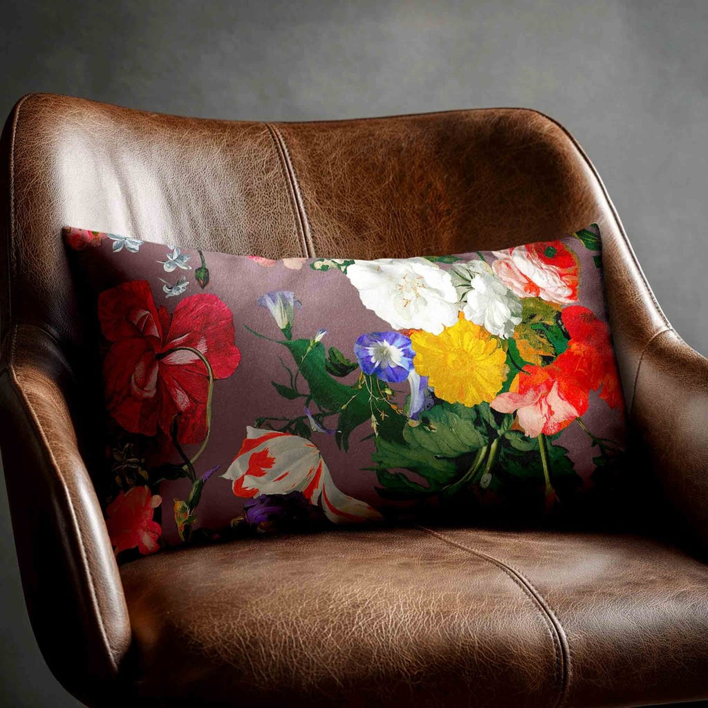 Garden Bouquet | Sustainable Velvet Rectangle Cushion - Italian Grape 50 x 30 cm Standard by Izabela Peters