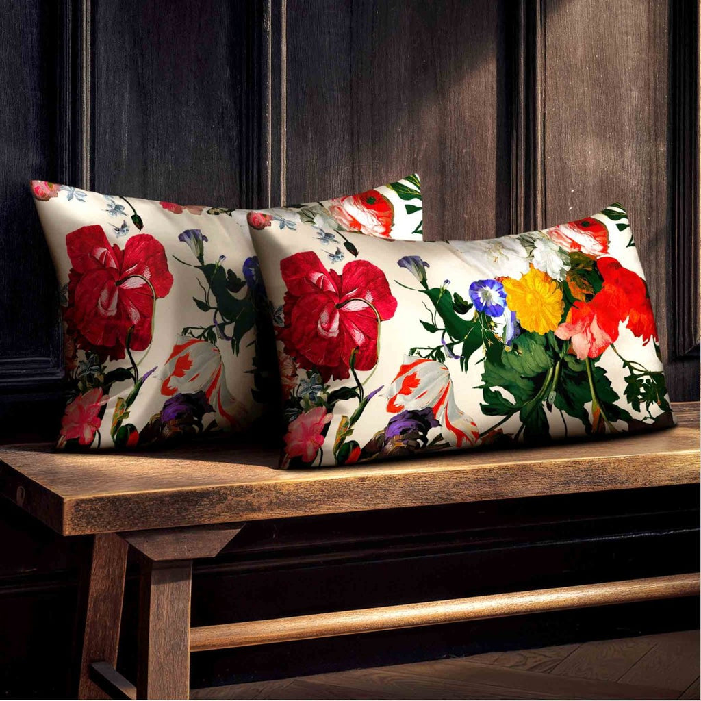 Garden Bouquet | Sustainable Velvet Rectangle Cushion - Ivory Cream 50 x 30 cm Standard by Izabela Peters
