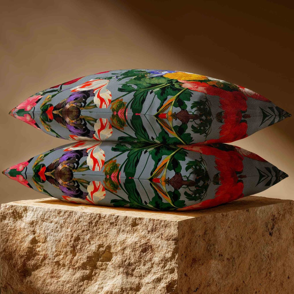 Garden Bouquet | Sustainable Velvet Rectangle Cushion - French Grey 50 x 30 cm Standard by Izabela Peters