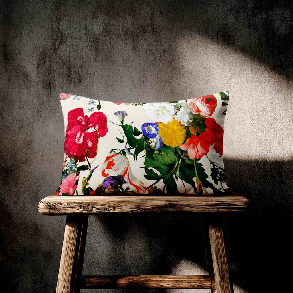 Garden Bouquet | Sustainable Velvet Rectangle Cushion - Ivory Cream 50 x 30 cm Standard by Izabela Peters