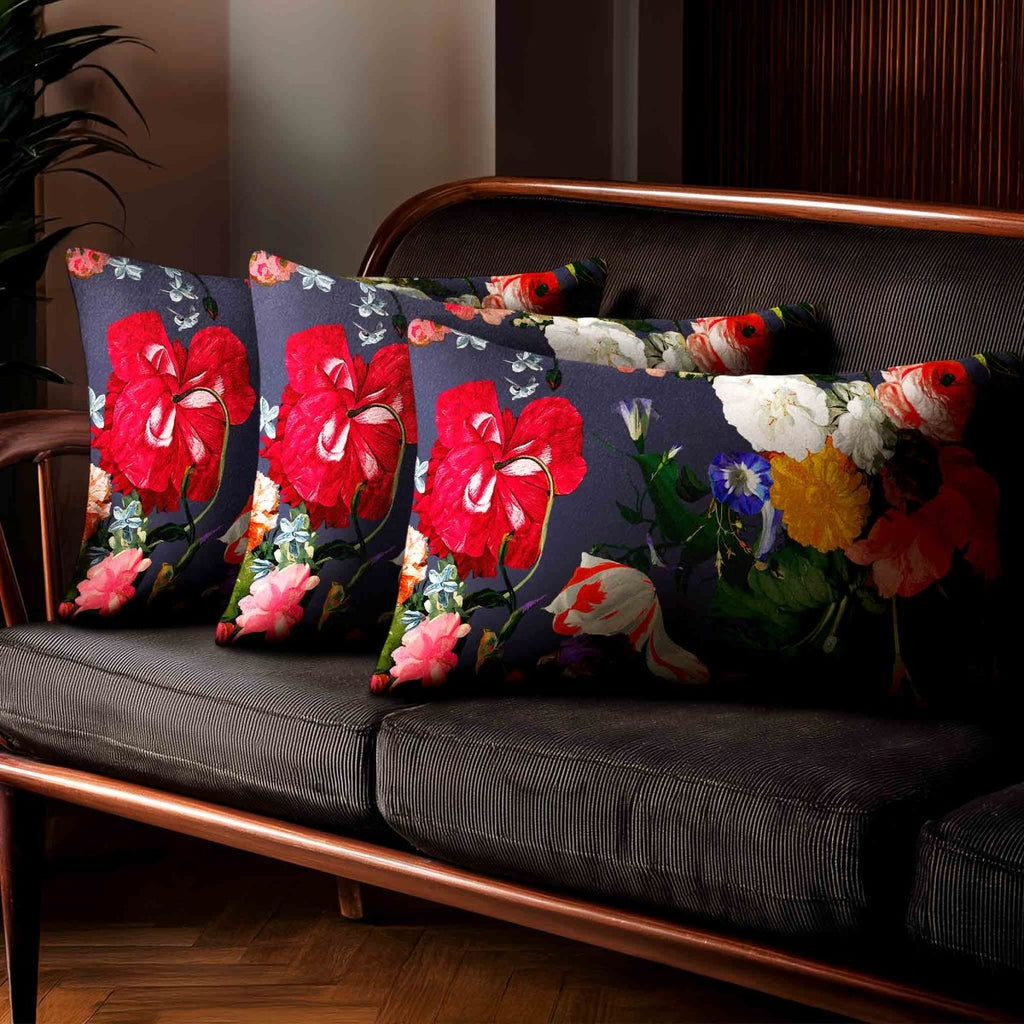 Garden Bouquet | Sustainable Velvet Rectangle Cushion - Graphite 50 x 30 cm Standard by Izabela Peters