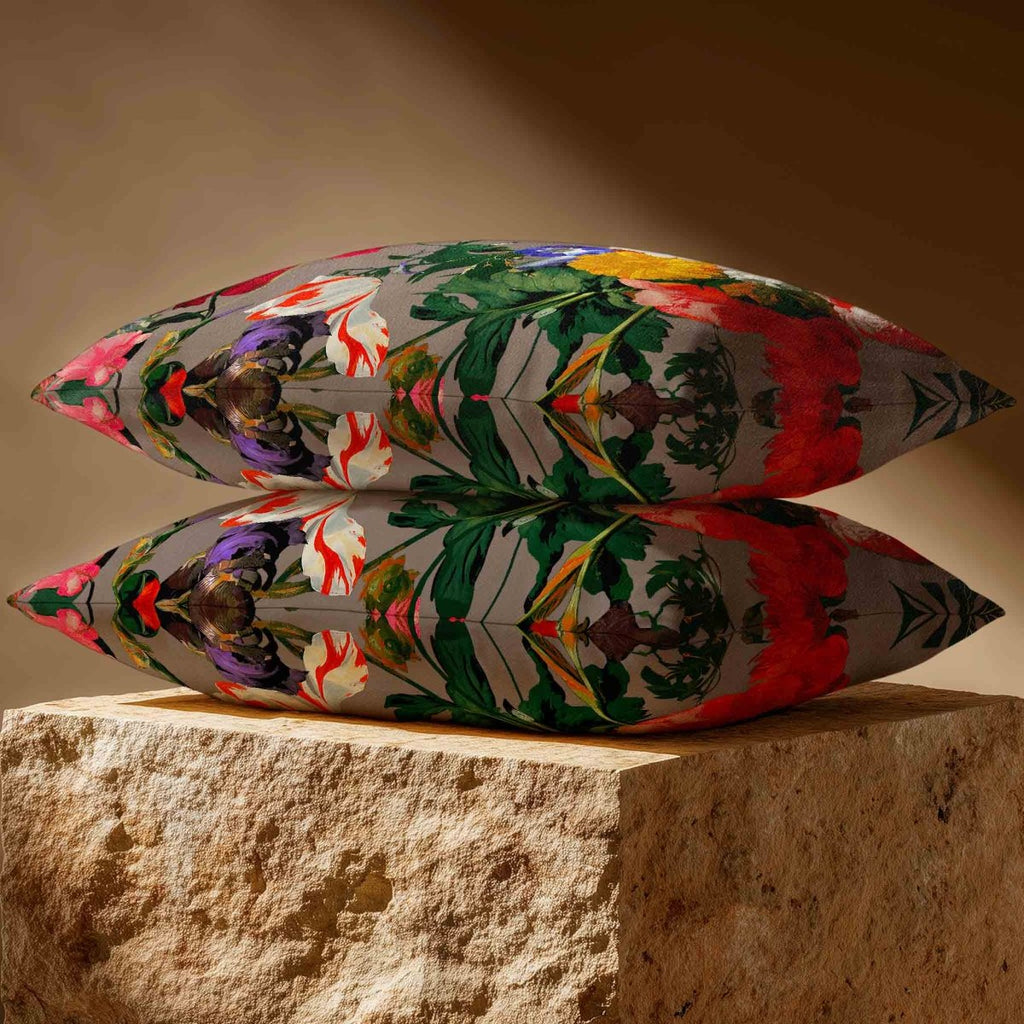 Garden Bouquet | Sustainable Velvet Rectangle Cushion - Dovedale Stone 50 x 30 cm Standard by Izabela Peters