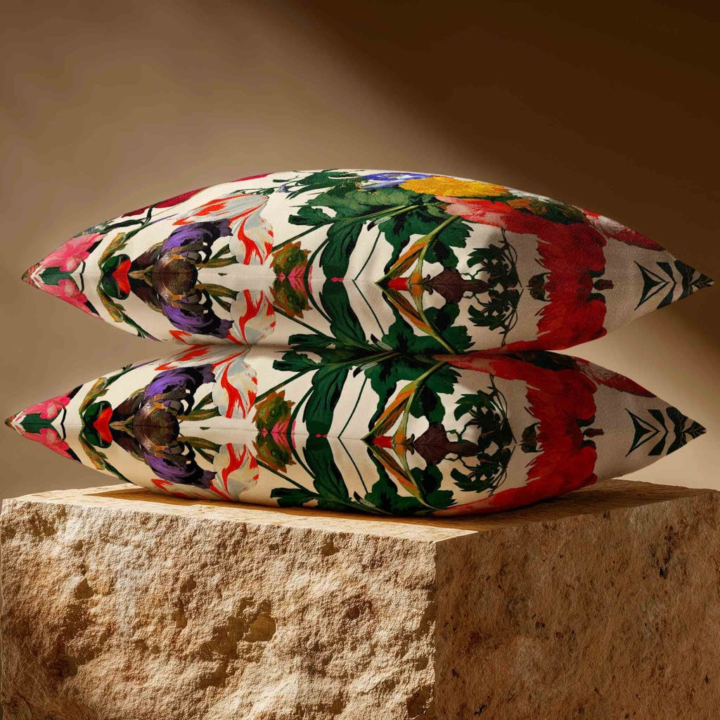 Garden Bouquet | Sustainable Velvet Rectangle Cushion - Ivory Cream 50 x 30 cm Standard by Izabela Peters