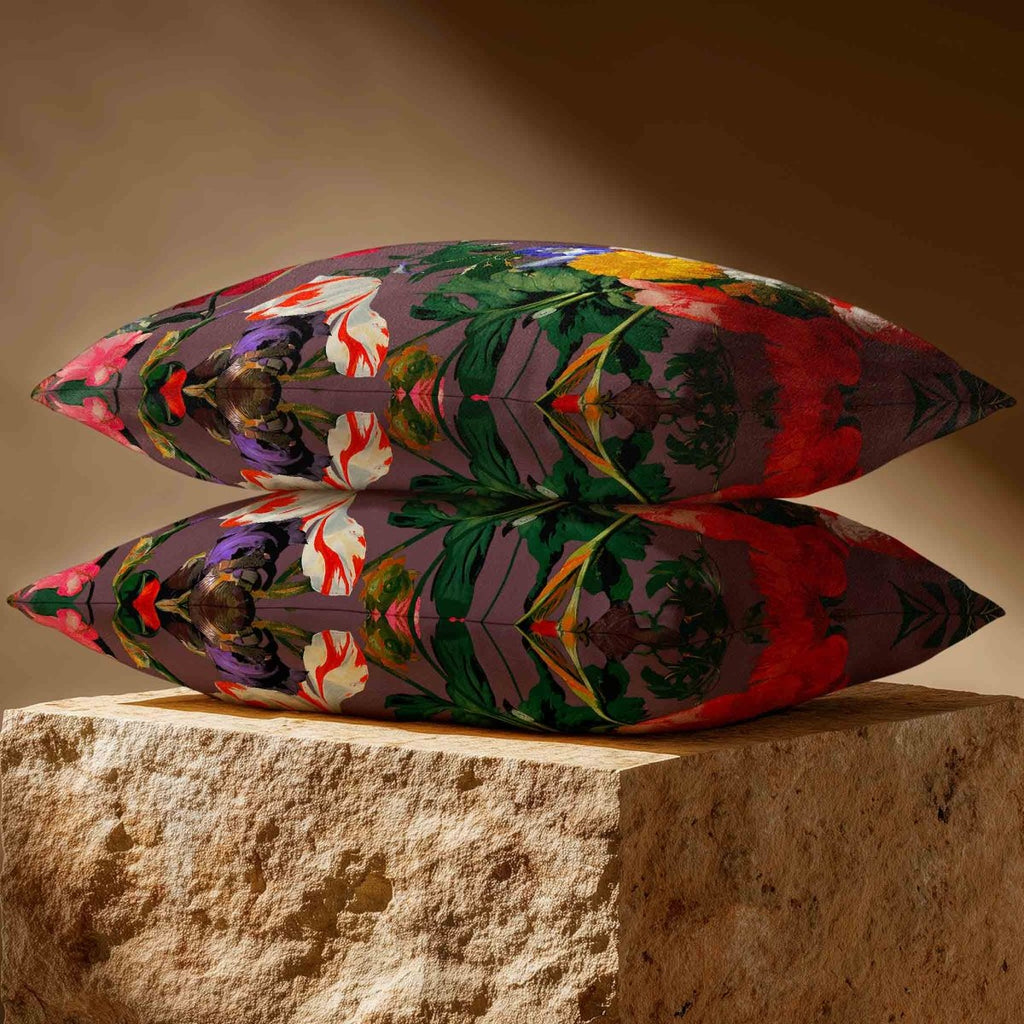 Garden Bouquet | Sustainable Velvet Rectangle Cushion - Italian Grape 50 x 30 cm Standard by Izabela Peters