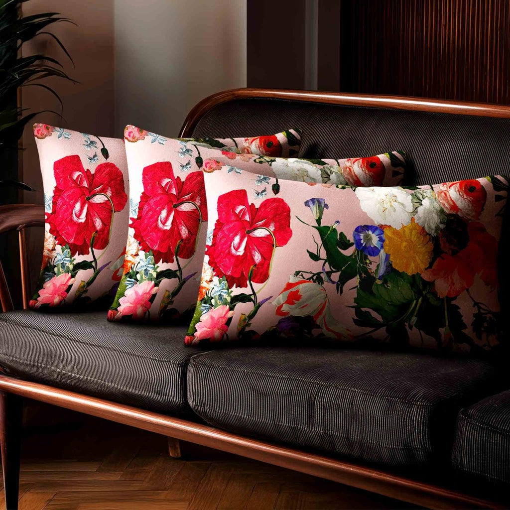 Garden Bouquet | Sustainable Velvet Rectangle Cushion - Rosewater 50 x 30 cm Standard by Izabela Peters