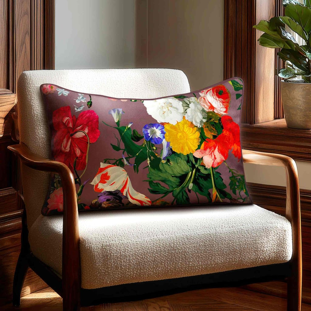 Garden Bouquet | Sustainable Velvet Rectangle Cushion - Italian Grape 50 x 30 cm Standard by Izabela Peters