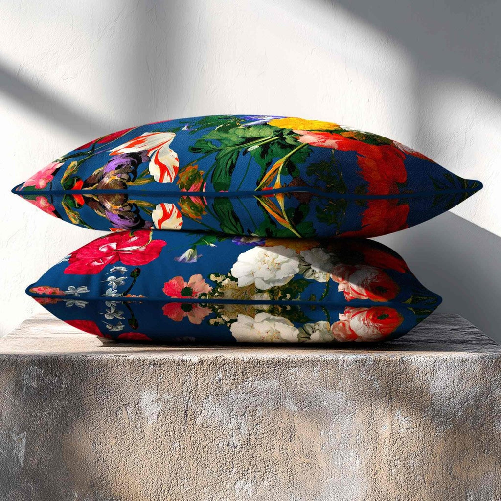 Garden Bouquet | Sustainable Velvet Rectangle Cushion - Estate Blue 50 x 30 cm Standard by Izabela Peters