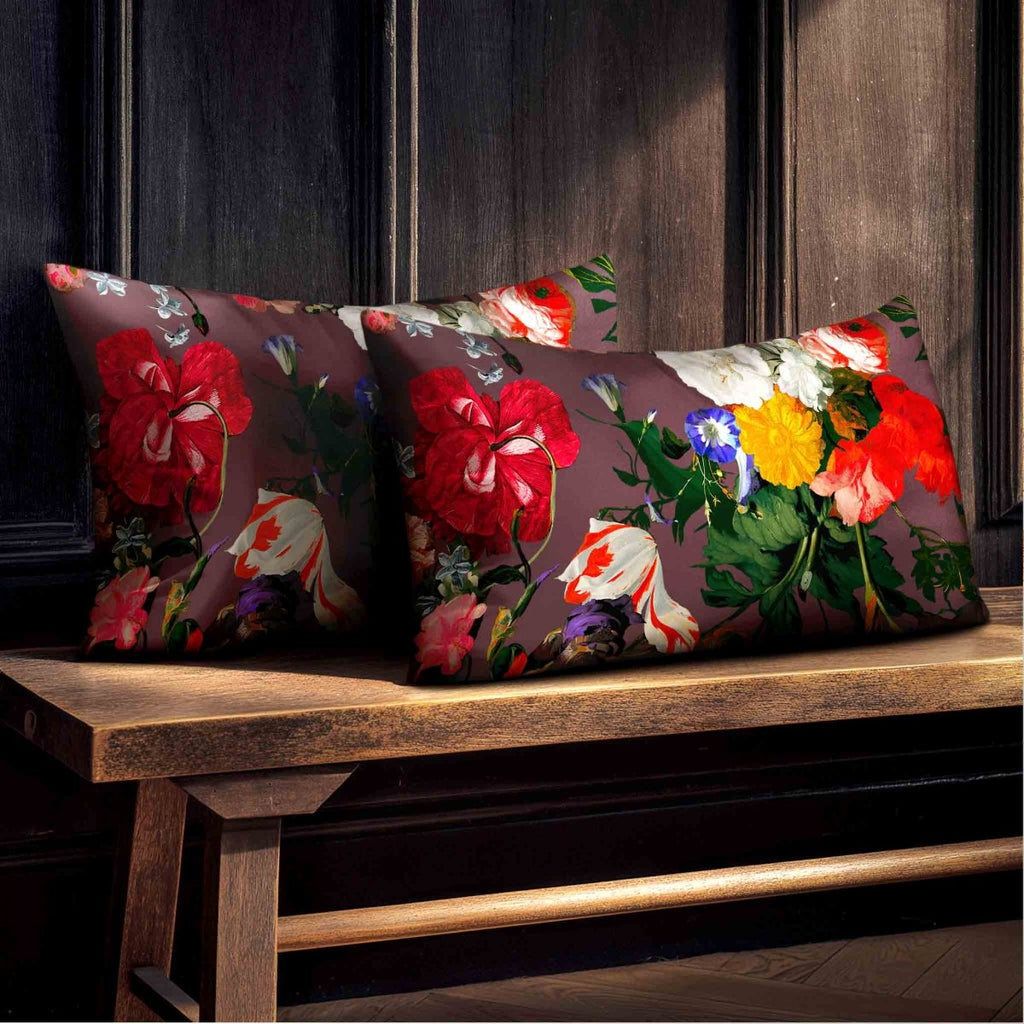 Garden Bouquet | Sustainable Velvet Rectangle Cushion - Italian Grape 50 x 30 cm Standard by Izabela Peters
