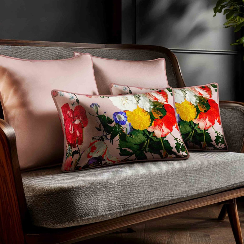 Garden Bouquet | Sustainable Velvet Rectangle Cushion - Rosewater 50 x 30 cm Standard by Izabela Peters