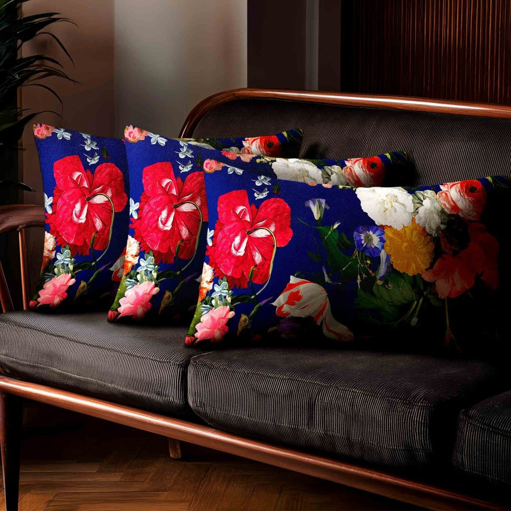 Garden Bouquet | Sustainable Velvet Rectangle Cushion - Midnight 50 x 30 cm Standard by Izabela Peters