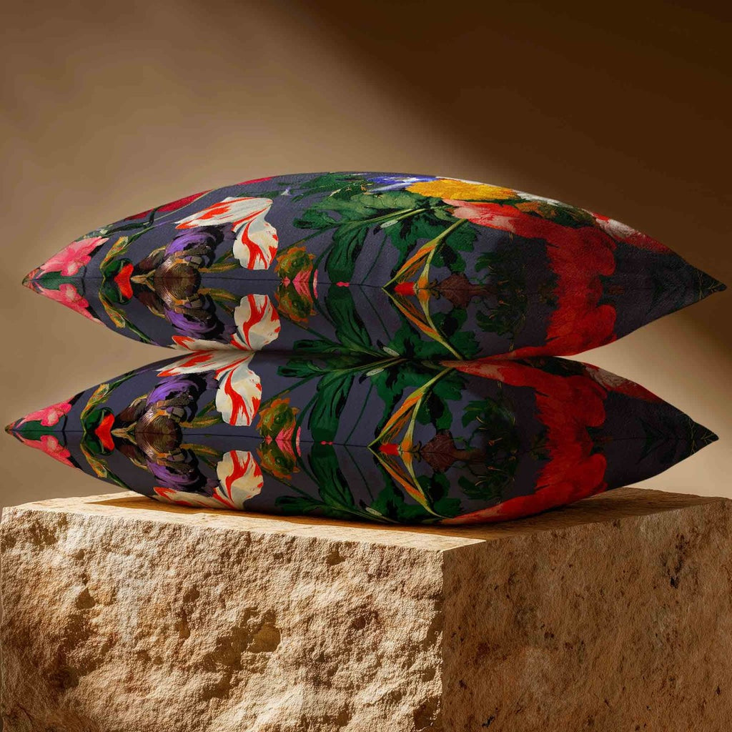 Garden Bouquet | Sustainable Velvet Rectangle Cushion - Graphite 50 x 30 cm Standard by Izabela Peters