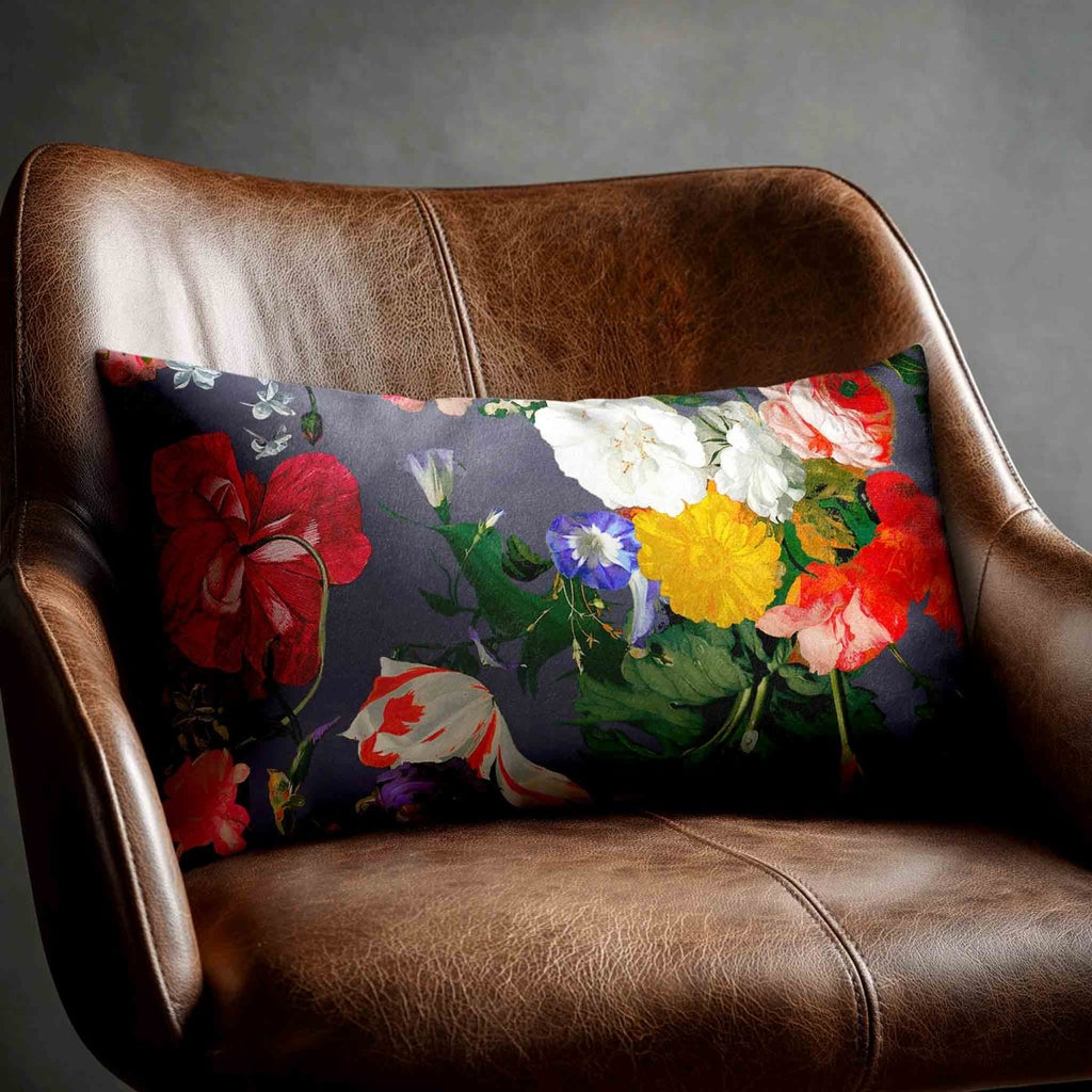 Garden Bouquet | Sustainable Velvet Rectangle Cushion - Graphite 50 x 30 cm Standard by Izabela Peters