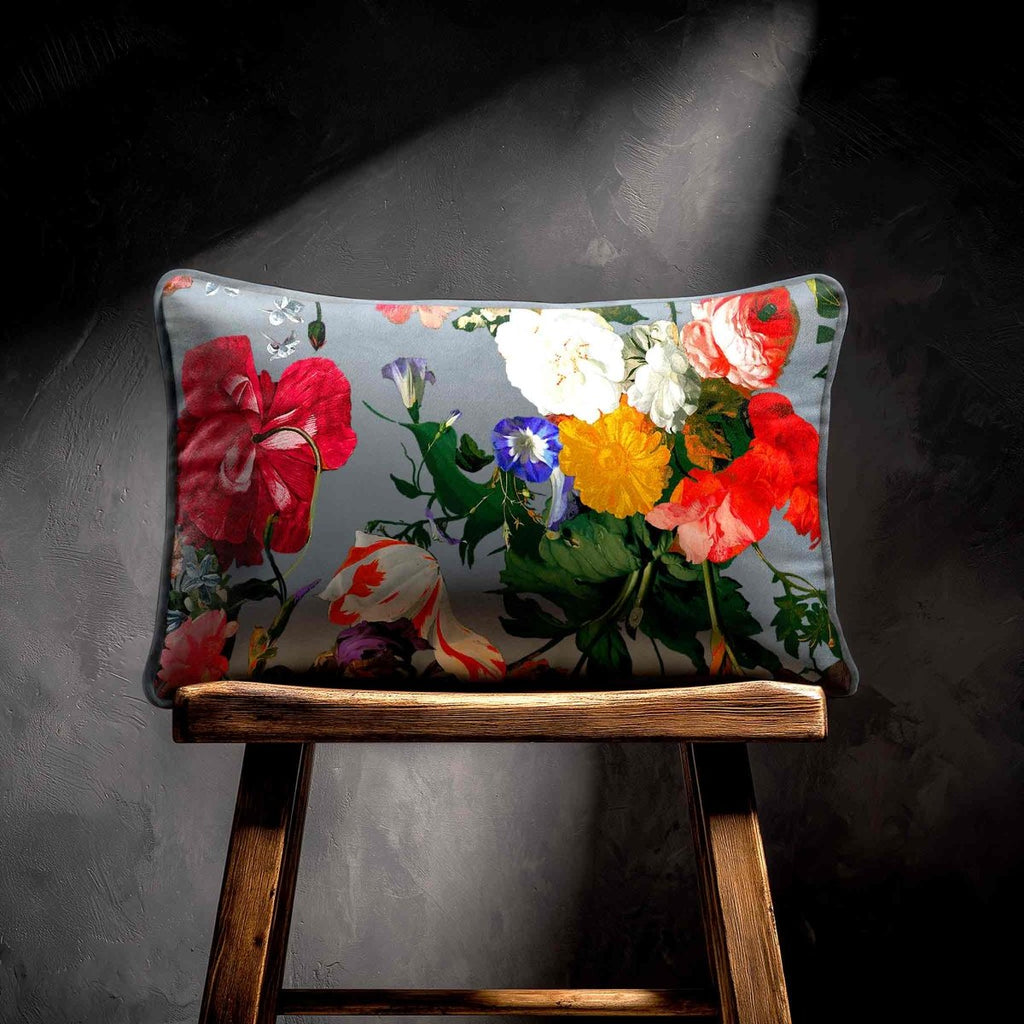 Garden Bouquet | Sustainable Velvet Rectangle Cushion - French Grey 50 x 30 cm Standard by Izabela Peters