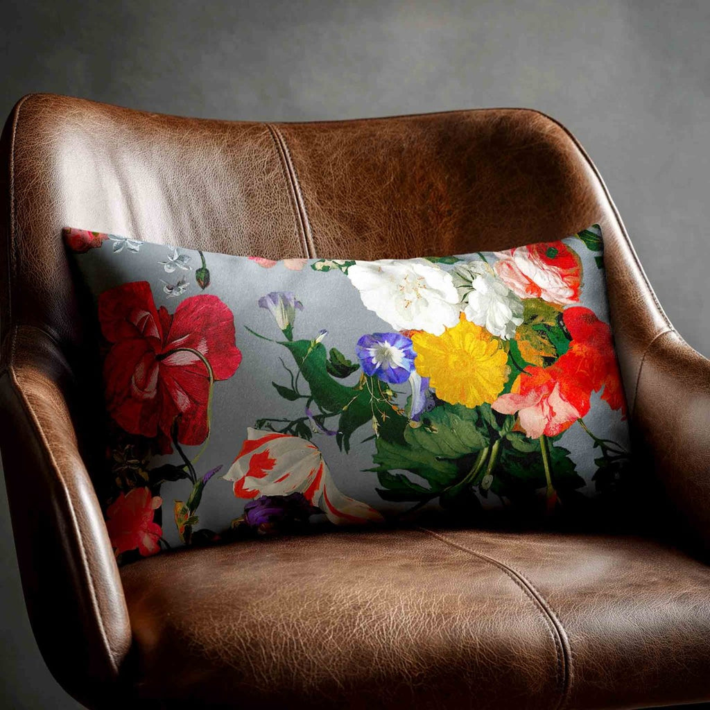 Garden Bouquet | Sustainable Velvet Rectangle Cushion - French Grey 50 x 30 cm Standard by Izabela Peters