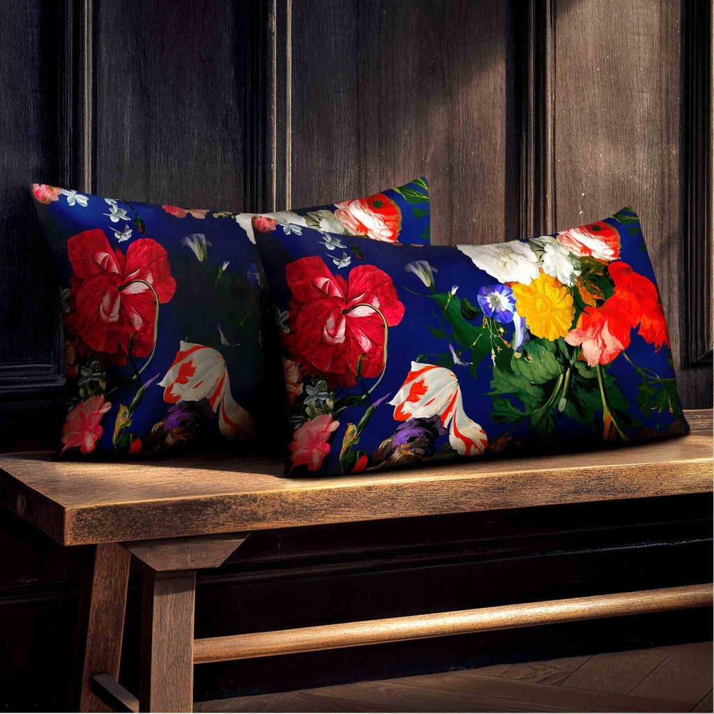 Garden Bouquet | Sustainable Velvet Rectangle Cushion - Midnight 50 x 30 cm Standard by Izabela Peters