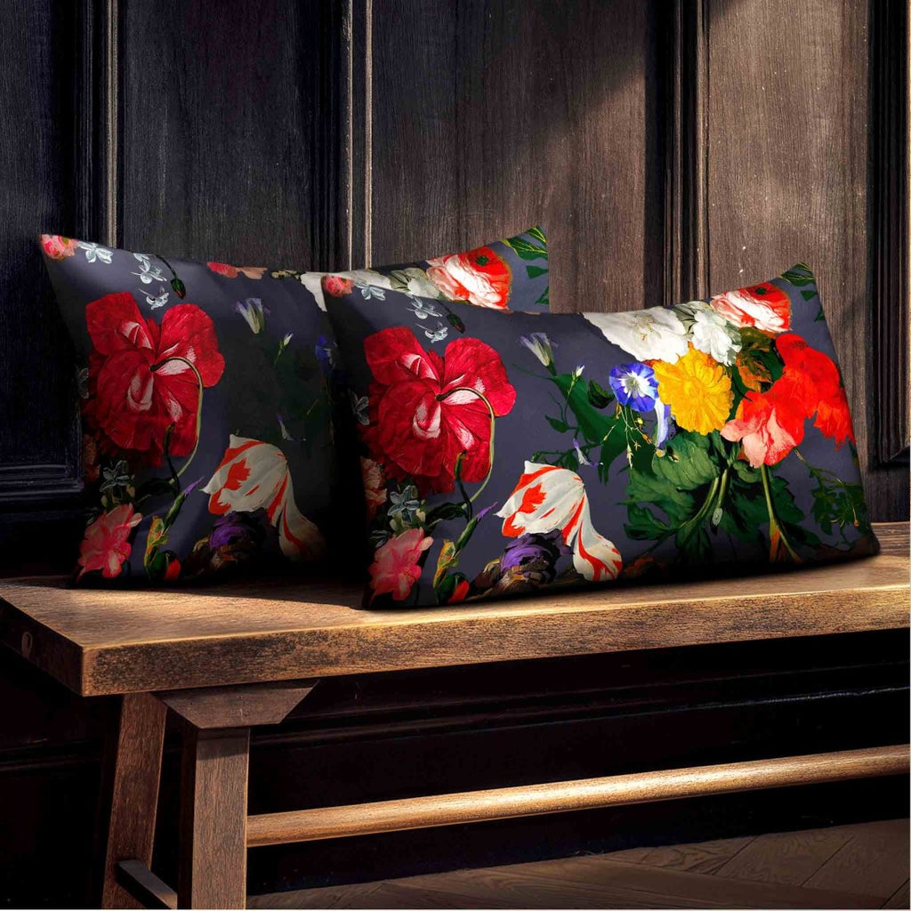 Garden Bouquet | Sustainable Velvet Rectangle Cushion - Graphite 50 x 30 cm Standard by Izabela Peters