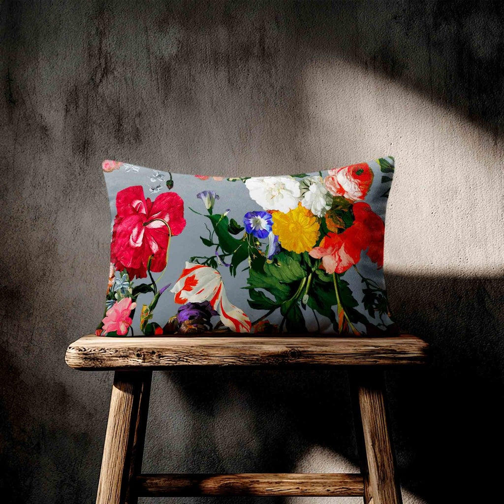 Garden Bouquet | Sustainable Velvet Rectangle Cushion - French Grey 50 x 30 cm Standard by Izabela Peters
