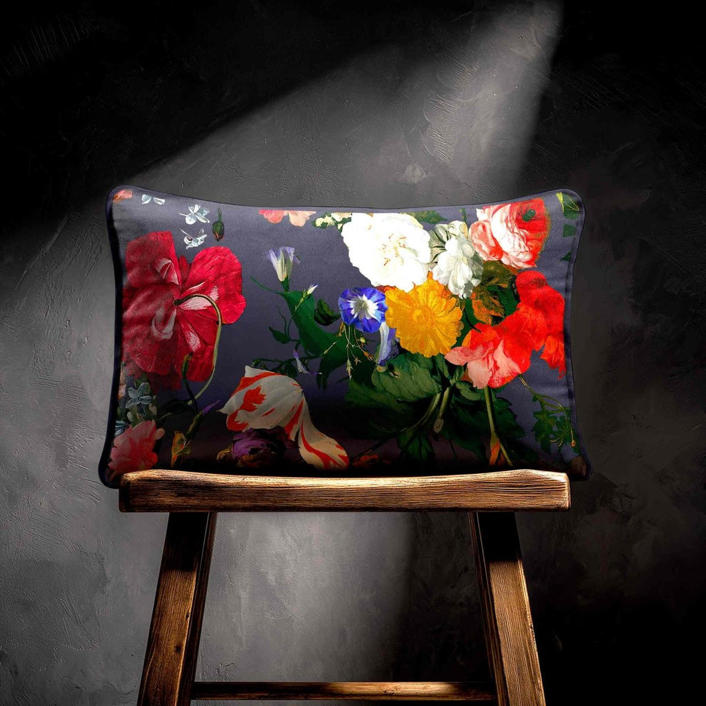 Garden Bouquet | Sustainable Velvet Rectangle Cushion - Graphite 50 x 30 cm Standard by Izabela Peters