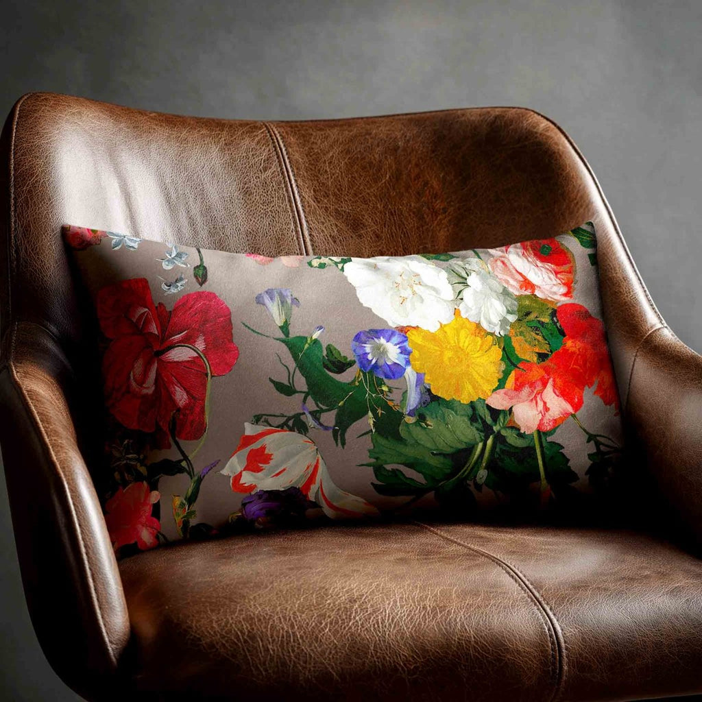 Garden Bouquet | Sustainable Velvet Rectangle Cushion - Dovedale Stone 50 x 30 cm Standard by Izabela Peters