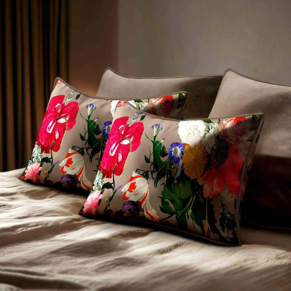 Garden Bouquet | Sustainable Velvet Rectangle Cushion - Dovedale Stone 50 x 30 cm Standard by Izabela Peters