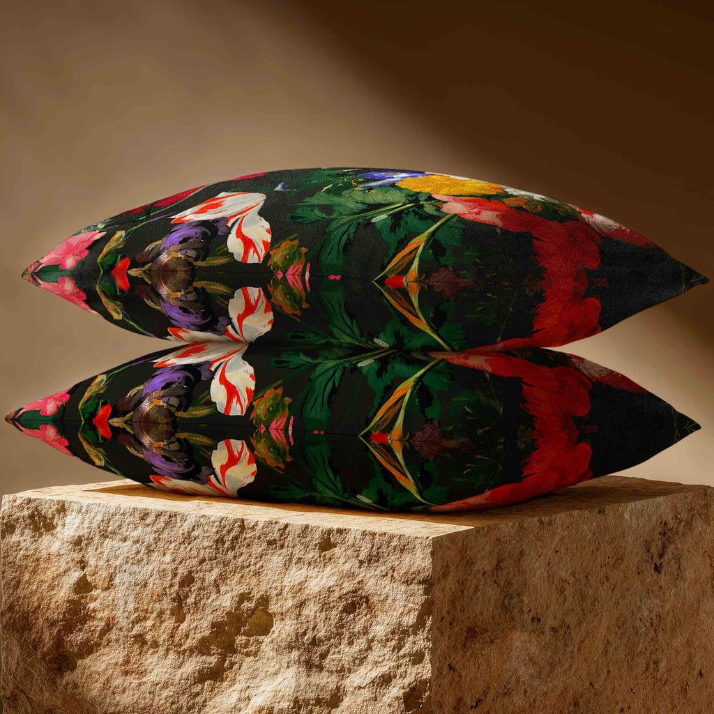 Garden Bouquet | Sustainable Velvet Rectangle Cushion - Charcoal 50 x 30 cm Standard by Izabela Peters