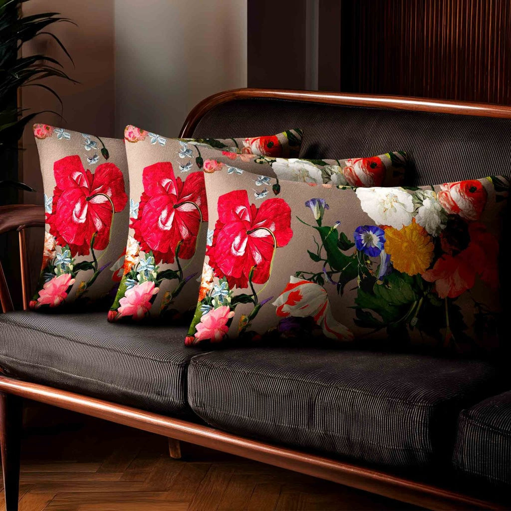 Garden Bouquet | Sustainable Velvet Rectangle Cushion - Dovedale Stone 50 x 30 cm Standard by Izabela Peters