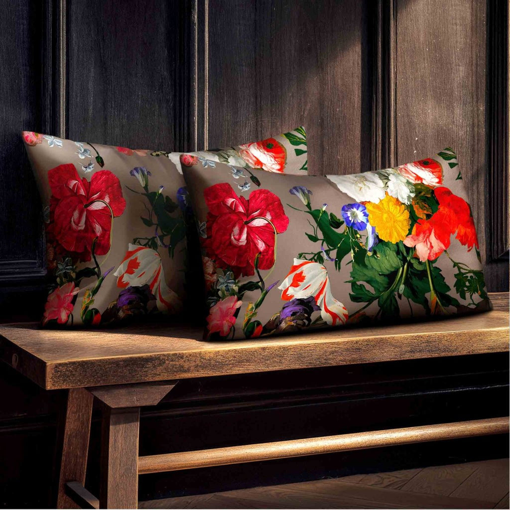 Garden Bouquet | Sustainable Velvet Rectangle Cushion - Dovedale Stone 50 x 30 cm Standard by Izabela Peters