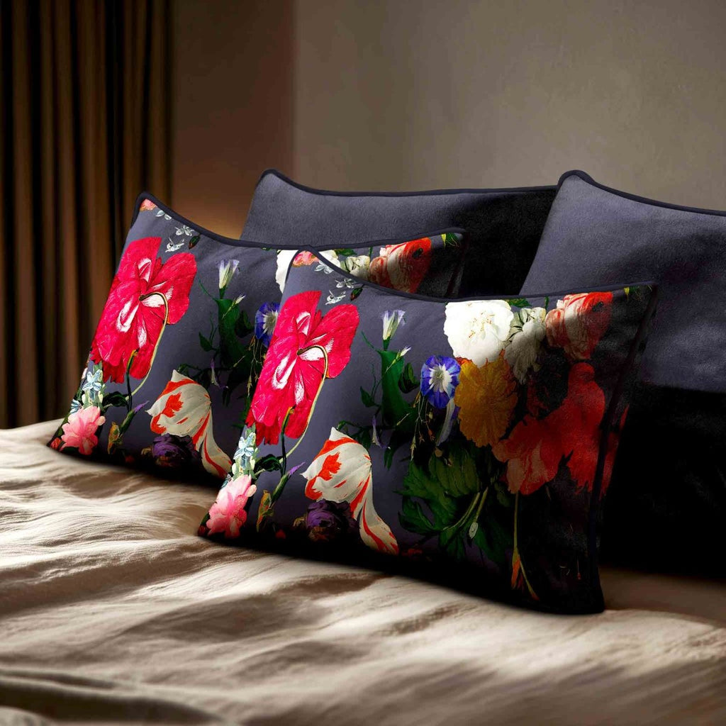 Garden Bouquet | Sustainable Velvet Rectangle Cushion - Graphite 50 x 30 cm Standard by Izabela Peters