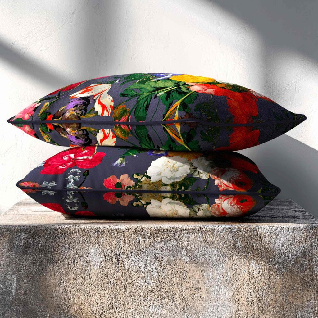 Garden Bouquet | Sustainable Velvet Rectangle Cushion - Graphite 50 x 30 cm Standard by Izabela Peters