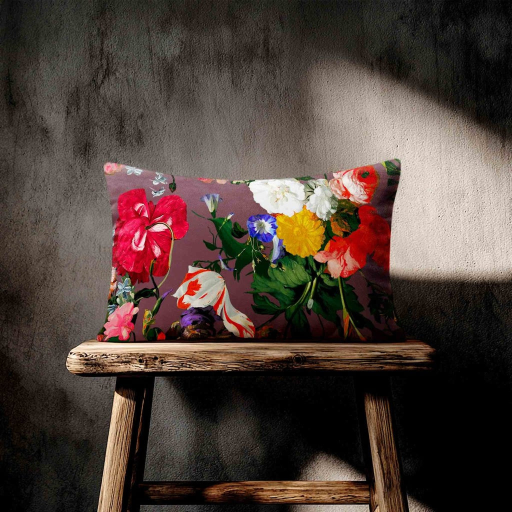 Garden Bouquet | Sustainable Velvet Rectangle Cushion - Italian Grape 50 x 30 cm Standard by Izabela Peters