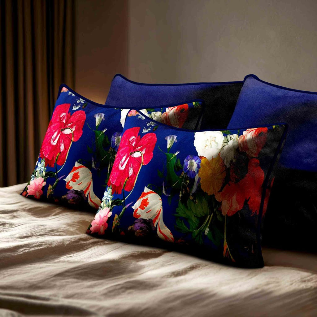 Garden Bouquet | Sustainable Velvet Rectangle Cushion - Midnight 50 x 30 cm Standard by Izabela Peters