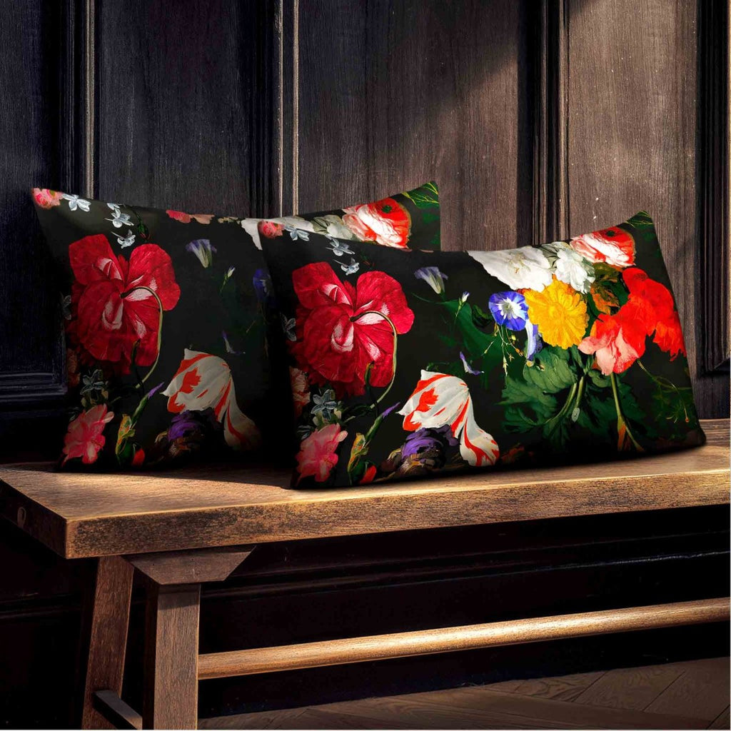 Garden Bouquet | Sustainable Velvet Rectangle Cushion - Charcoal 50 x 30 cm Standard by Izabela Peters
