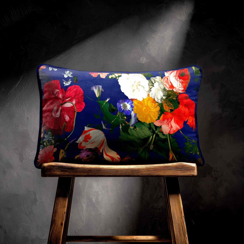 Garden Bouquet | Sustainable Velvet Rectangle Cushion - Midnight 50 x 30 cm Standard by Izabela Peters