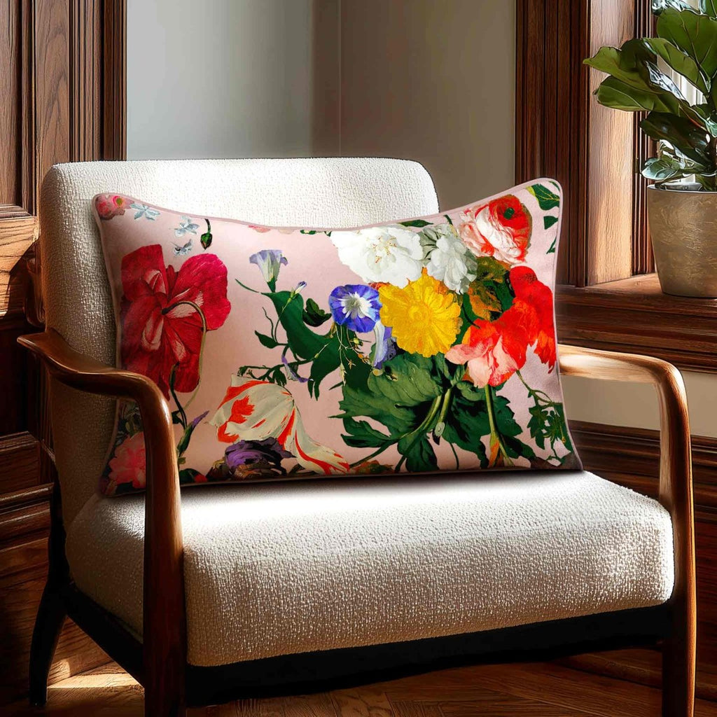 Garden Bouquet | Sustainable Velvet Rectangle Cushion - Rosewater 50 x 30 cm Standard by Izabela Peters