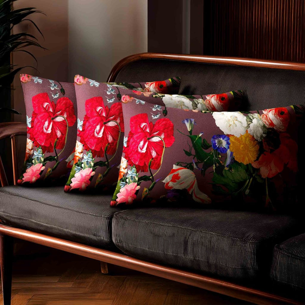 Garden Bouquet | Sustainable Velvet Rectangle Cushion - Italian Grape 50 x 30 cm Standard by Izabela Peters