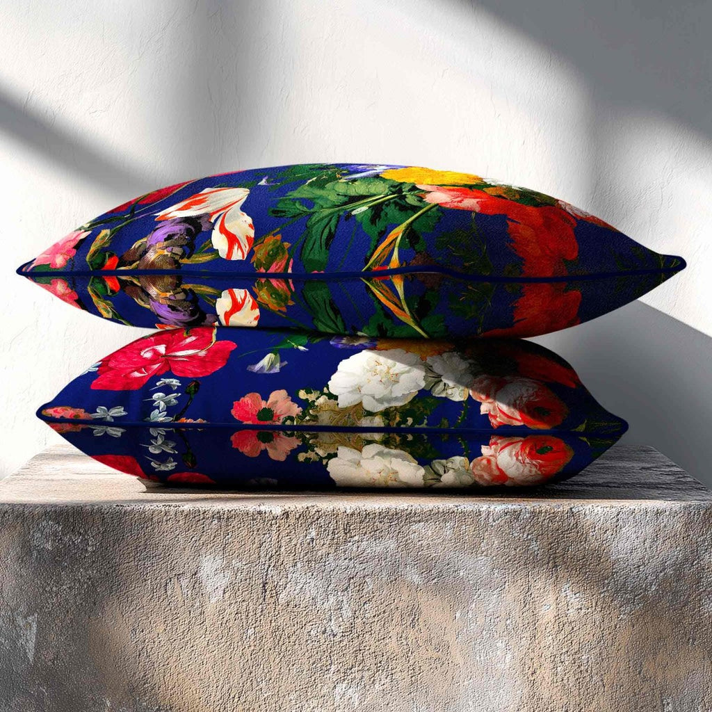 Garden Bouquet | Sustainable Velvet Rectangle Cushion - Midnight 50 x 30 cm Standard by Izabela Peters