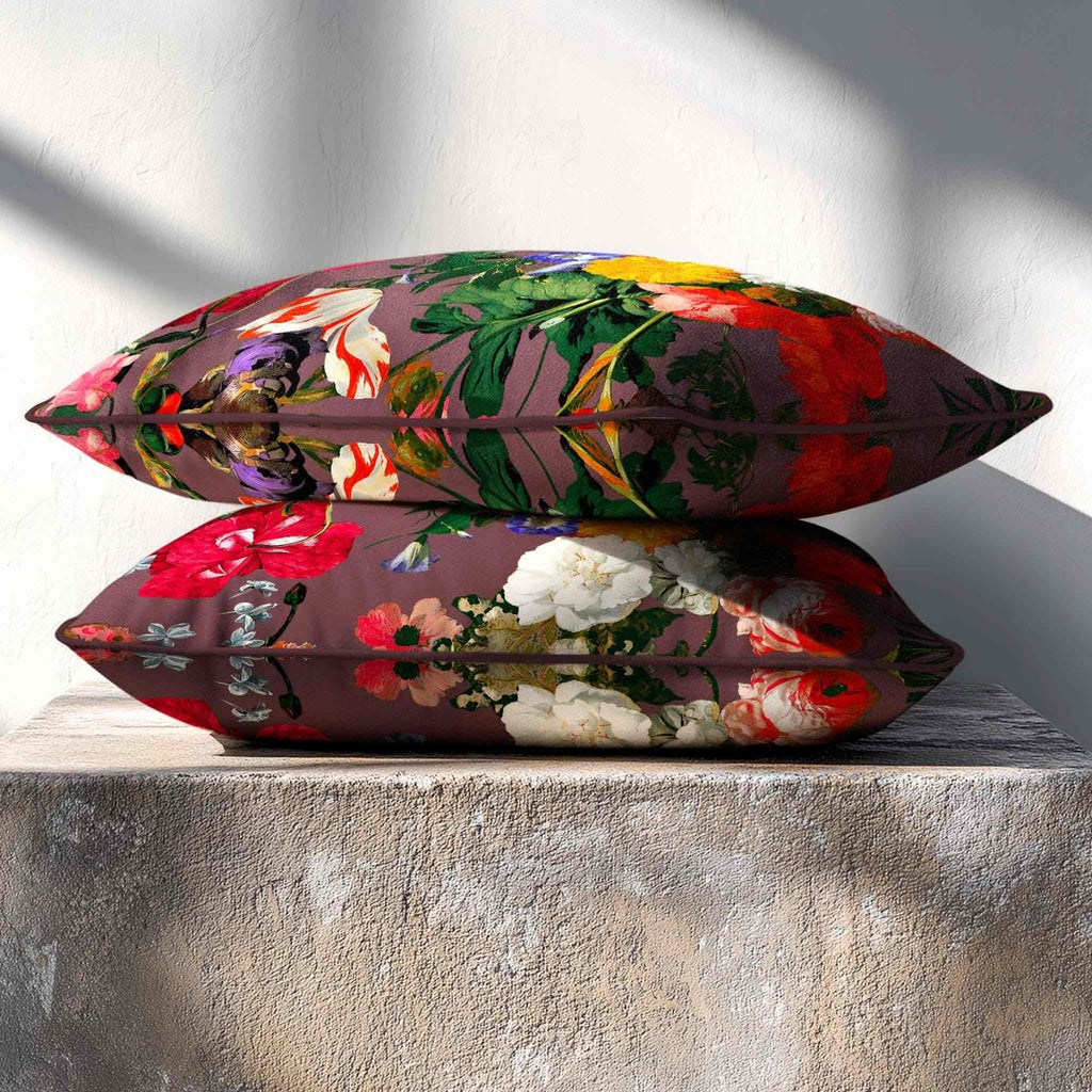 Garden Bouquet | Sustainable Velvet Rectangle Cushion - Italian Grape 50 x 30 cm Standard by Izabela Peters