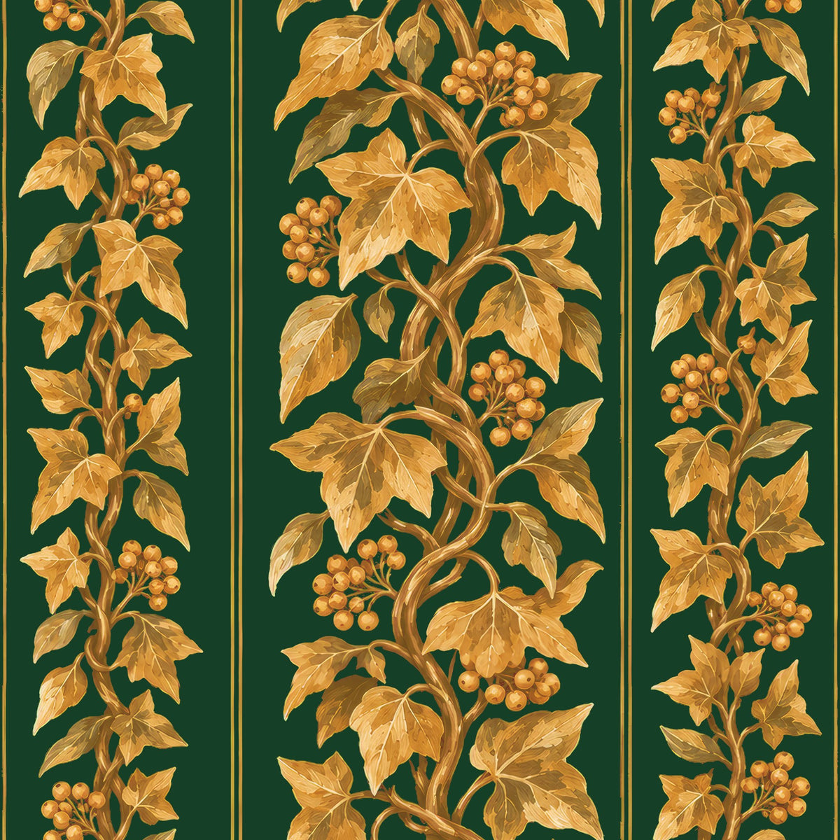 Gilded Ivy Christmas table runner print in green and gold