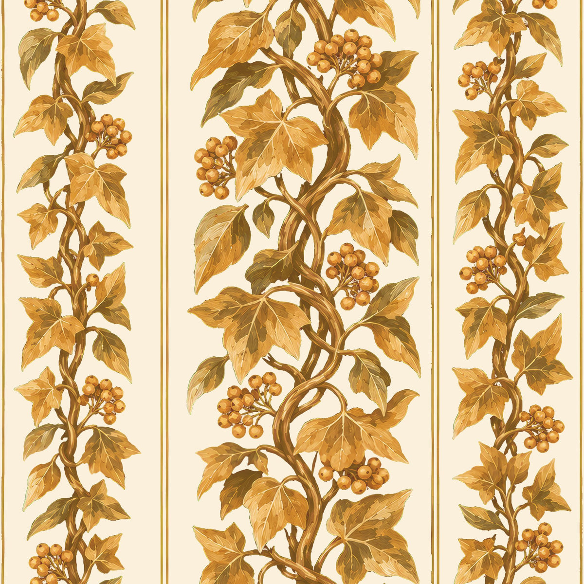 Gilded Ivy Christmas table runner print in ivory and gold
