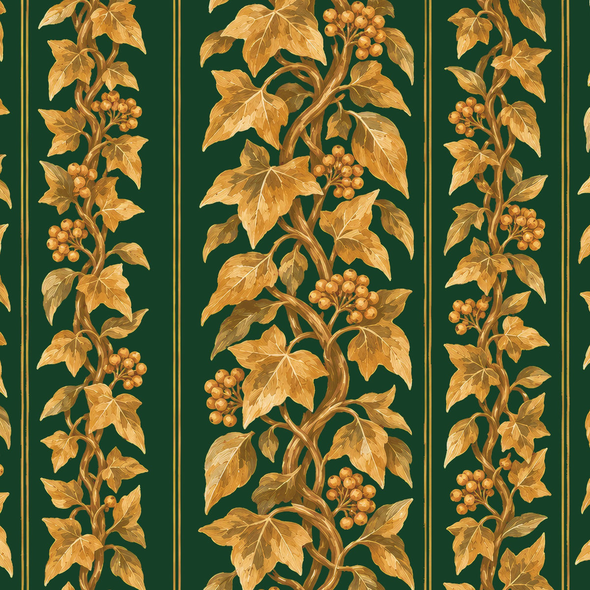 Gilded Ivy Christmas tablecloth print in green and gold